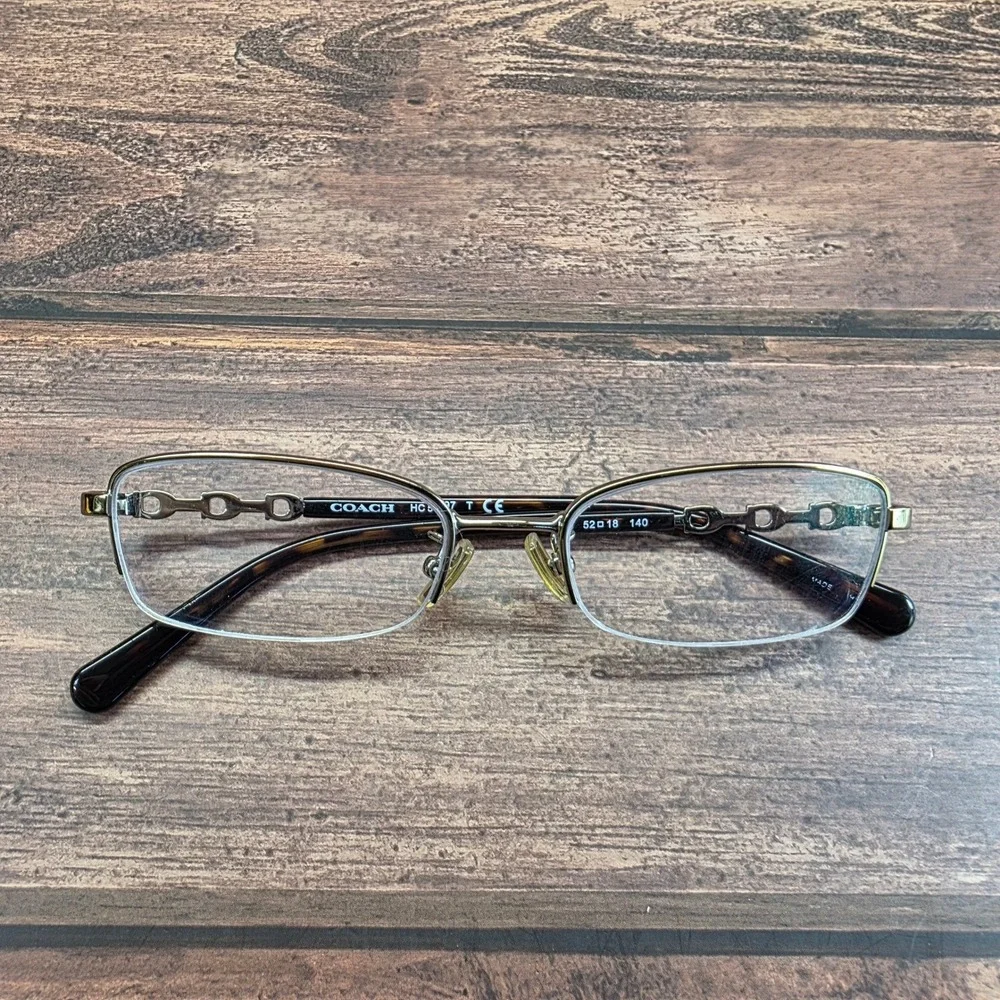Coach HC 5097 9005 Light Gold Semi Rimless Rectangular Eyeglasses 52-18-140